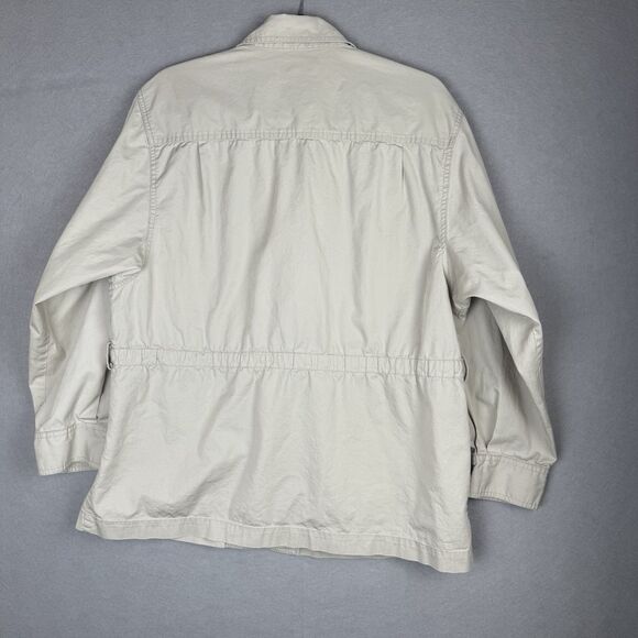 Vtg Norm Thompson Lightweight Utility Jacket Cinch Waistband Khaki Sz Petite XL - Picture 6 of 7